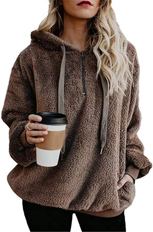 Dukseve od flisa Gesaofa za žene 1/4 Zip pulover Duks jesen zimske casual toplo nejasna kapuljača sa džepovima