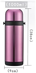 Klatni klasični metalni termos od nehrđajućeg čelika, veliki kapacitet, procuriv, debeli dizajn, uvlačiva ručica 1L ružičasta termalna tikvica