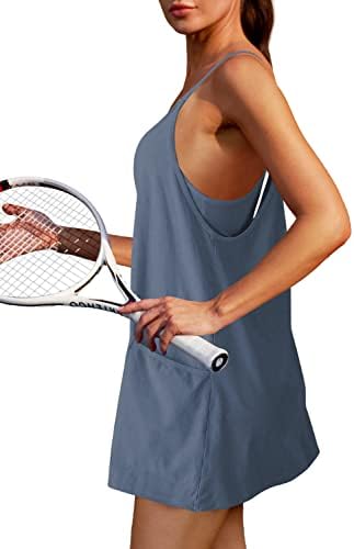 Nirovien Womens Tenis haljina vježba mini haljina sa šorcama bez rukava za špagete golf atletski haljine