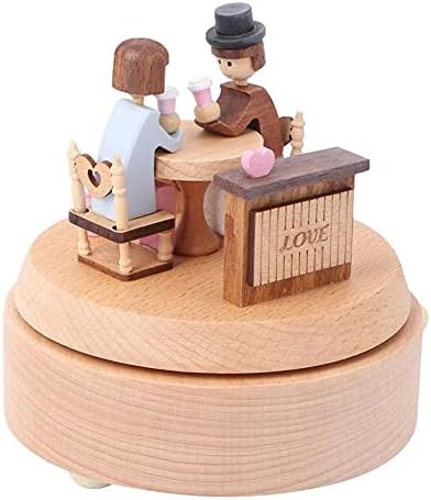TFIIEXFL Drvena muzička kutija ručno izrađena lijepa ljubavna par mehanička muzička melodija za melodiju za Valentines Day vjenčani