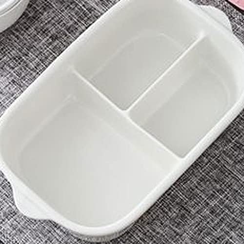 SZYAWBDH Bento kutije Pravokutna keramika kutija za održavanje svježeg zadržavanja kuhinje sa poklopcem, dizajn kašike i štapići ugrađeni u poklopac
