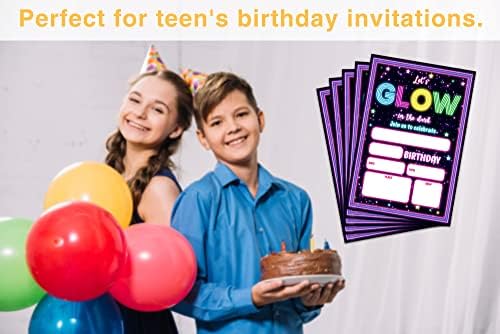 Pozivnice za rođendan Oicpyd Sjaj, Neon Hatt over Teme Rođendan Poziv za djevojke Dječje djece, popunite rođendanske zabave, ukrasi, favoriziraju, 20 pozivnica sa kovertama