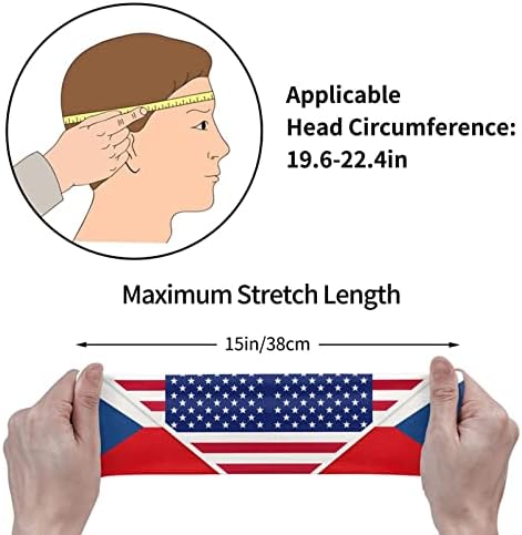 SAD i Češka Zastava sportske trake za glavu vlaga Wicking traka za kosu žena muškarac sportska traka za znoj žene za trčanje biciklizam