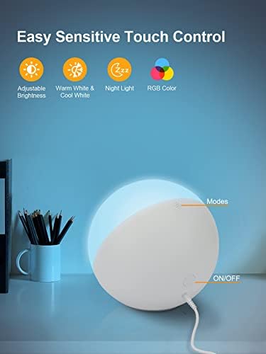 EasMo Touch lampica za spavaću sobu, RGB promjena boje male stolne svjetiljke za zatamnjena lampica za djecu, LED dodirnu kontrolu