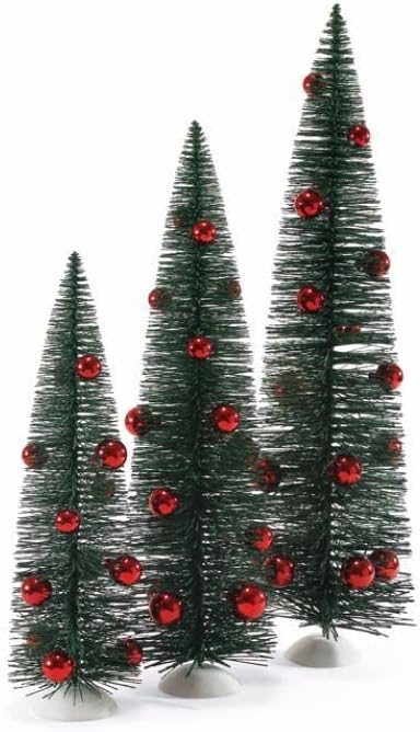 Dekor koji se odražava selo zelena božićna drveća sa crvenim kuglicama figurice postavljene 4049035 - za Božić i ne samo
