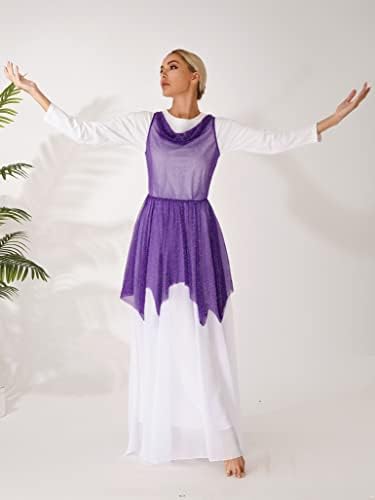 Yoojoo Lyrical Dance haljina za žene asimetrična pohvala za plesnog tuničkog tuničkog kostima