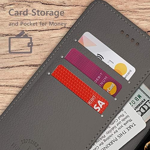 Qoosan LG K51 futrola, LG Reflect Case, LG Q51 torbica za novčanik za žene i muškarce, sklopiva PU kožna Folio preklopna futrola za telefon sa držačem kartice magnetno zatvaranje postolja, siva