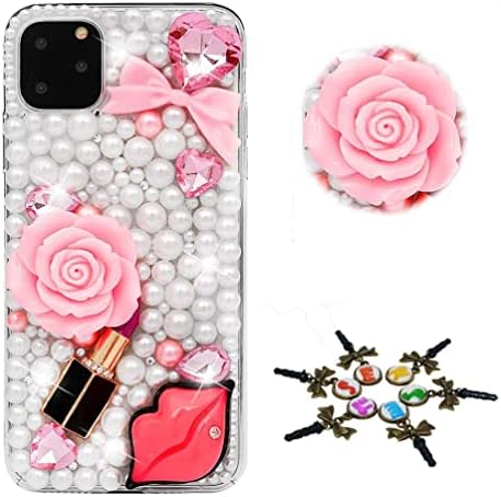 STENES Sparkle futrola za telefon kompatibilna sa futrolom Samsung Galaxy A21s-stilski-3d ručno rađeni Bling Girls ruž za usne Rose