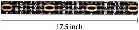 RUSPEPA reverzibilna rolna papira za umotavanje - 50 godina star rođendan crno-zlatni uzorak odličan za rođendan, zabavu, Baby Shower - 17,5 inča X 32,8 stopa