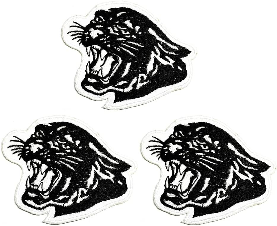 Kleenplus 3kom. Tiger Roaring Cartoon Patch Crna Panther naljepnica Craft zakrpe DIY aplikacija vezeni šije željezo na Patch amblem