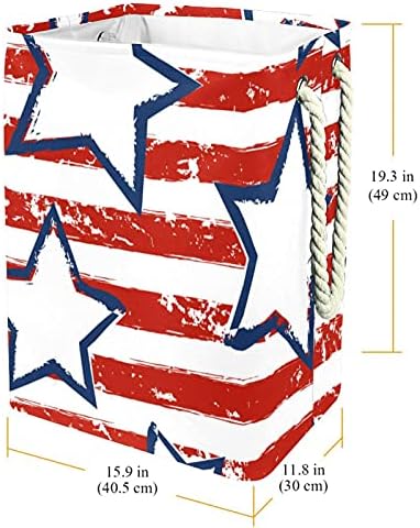 Dan nezavisnosti SAD-a bijele crvene pruge zvijezde velika korpa za veš vodootporna sklopiva korpa za odjeću za organizatore igračaka