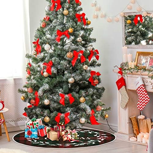 Alaza Christen Tree Dekoracija suknje, mali mini stablo suknji za suknje 35,4 inča s bijelim božićnim vijencem u tartan kariranom