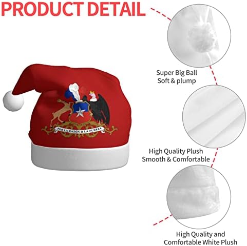 ZALTAS grb Čilea Božić šešir za odrasle meke udoban Santa kape za Božić Novu godinu odmor potrepštine