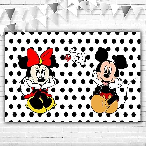 Mickey i Minnie Mouse pozadina pol otkrivaju 5x3 Bijela Polka Dot Classic Mickey i Minnie Mouse Baby tuš pozadina vinil rođendan pozadina za zabavu zid ukras