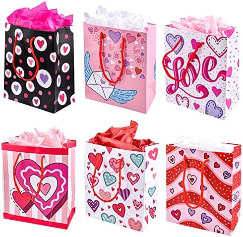 JOYIN 12 kom Valentinovo papir poklon kese sa maramicom, papir pakovanje Kraft torbe za Funny poklon davanje novost poklon razmjena