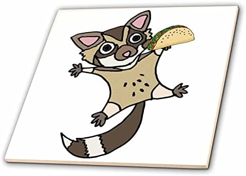 3drose slatka smiješna leteća jedrilica za šećer jede Taco hranu Cartoon-Tiles