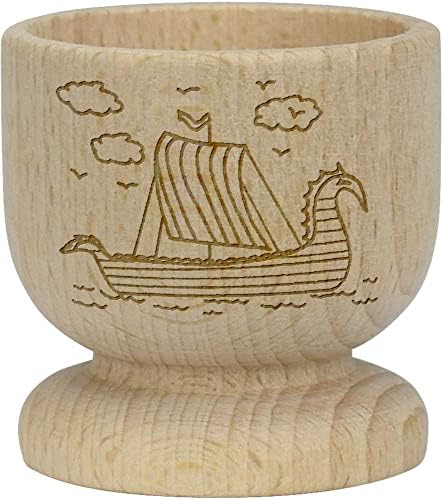 Drvena čaša za jaja 'Viking Ship at Sea'