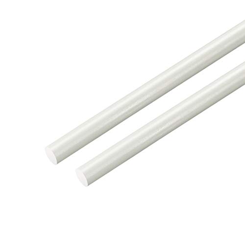 Uxcell Plastic Round Rod,1/4 inch Dia 20 inch Length, White FRP Fiberglass Round Rod Engineering Plastic Bar 2kom