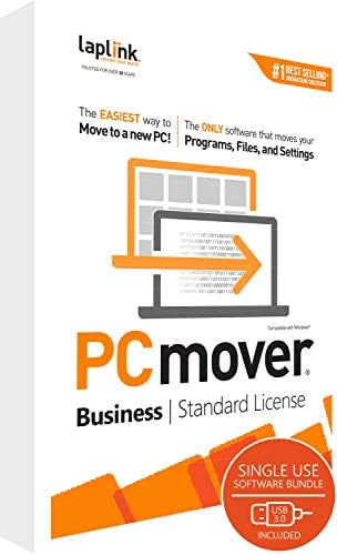 Laplink PCMOVER Business | PC do PC migracijskog softvera | Licenca za jednu upotrebu | Automatsko postavljanje novih računara | Uključuje opcionalni superspeed USB 3.0 kabl