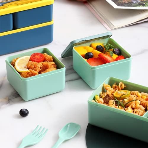 Bazasa ručak Bento Box Kids Odrasli za ručak Kontejneri za posao Muškarci Protiv curenja sa 3 pretinca Plava mikrovalna pećnica i perilica za suđe - sef