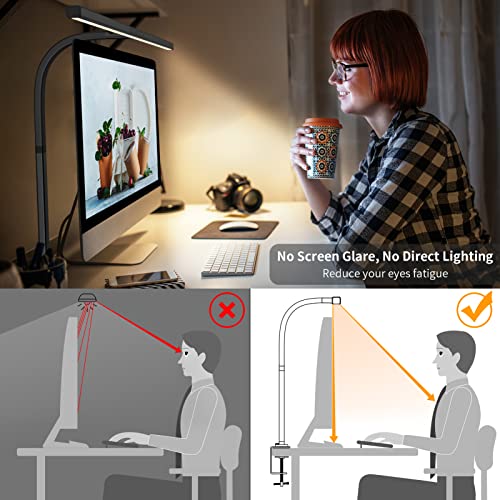 EppieBasic LED stolna lampa,Architect Clamp Stolne lampe za kućnu kancelariju,24W najsjajnija Led radna stolna Kancelarijska rasvjeta-6 načina boja i moderna stolna lampa bez zatamnjivanja za monitor Studio Reading