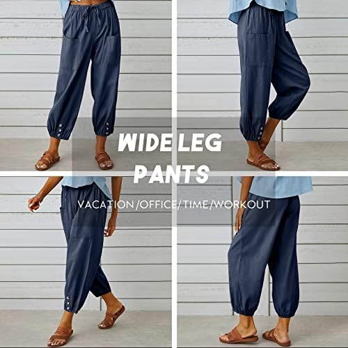 Ženske pantalone visokog struka sa vezicama kapri pantalone sa džepovima široke pantalone za žene