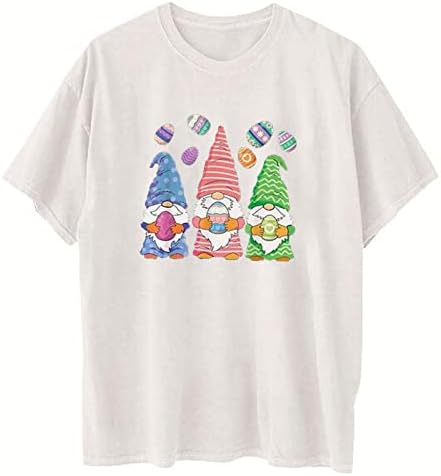 Slatka ljeta vrhova za žene Uskrs Bunny grafički Tees Tops Casual čvrste osnovne kratki rukav okrugli vrat T-Shirt