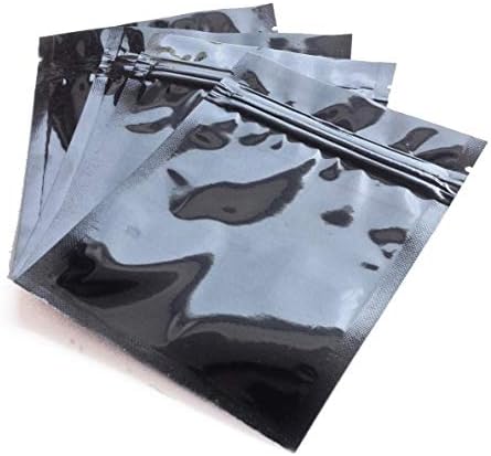 Crna 3. 5x5 neprozirna vrećica od Mylar folije, Press-Zip impuls toplotna Zaptivka suza-jezičak otporan na UV otpornost na miris paket jak, izdržljiv, višekratni kontejner za višekratnu upotrebu za dugoročno skladištenje svježe začinsko bilje labavi čaj od listova