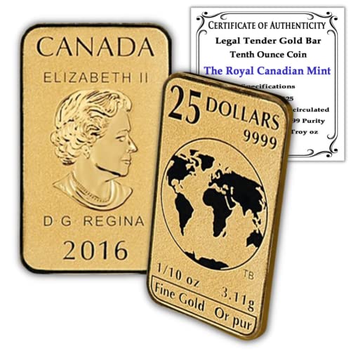 CA 1/10 OZ Royal kanadska metvica legalna tender Gold Bar sjajan neobičan bar sa potvrdom o autentičnosti 25 dolara