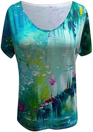 Bluza s kratkim rukavima za žene Jesen Ljetni duboki V izrez Gradient Butterfly Graphic Tops T Djevojke SL