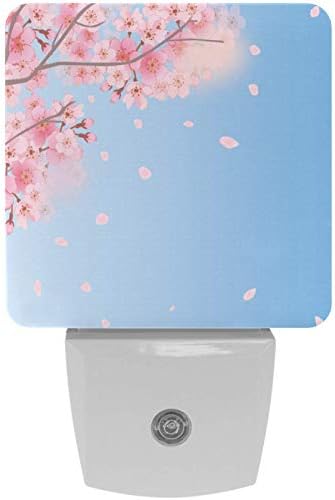2 paket Spring Background Cherry Blossoms noćna svjetla Priključite se na zid sa senzorom fotoćelije sumrak do zore