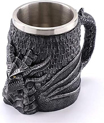 Srednjovjekovna šalica piva Crna zmajeva tankarda od nehrđajućeg čelika 3D čaše za kavu i krigle navijače Božićni poklon