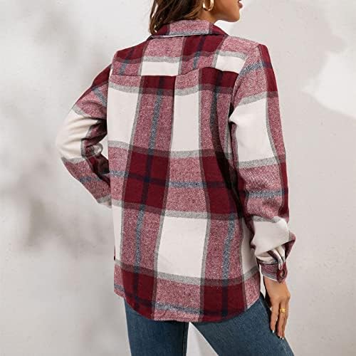 AMXYFBK Ženska jakna od 2022 tabla paid s dugim rukavima majice majice modne zimske vunene kapute