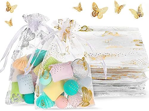 Outus 100 komada leptir Organza vezica poklon torbe 4 x 6 inča leptir nakit torbica Bijela vezica Organza Candy torbe za vjenčanje