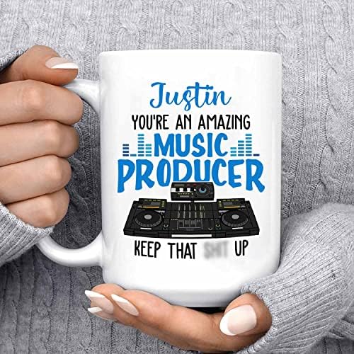 Ti si nevjerovatan muzički producent nastavi tako Bijela šolja za čaj 11 Oz 15 Oz, personalizirani muzički producent šolja za kafu