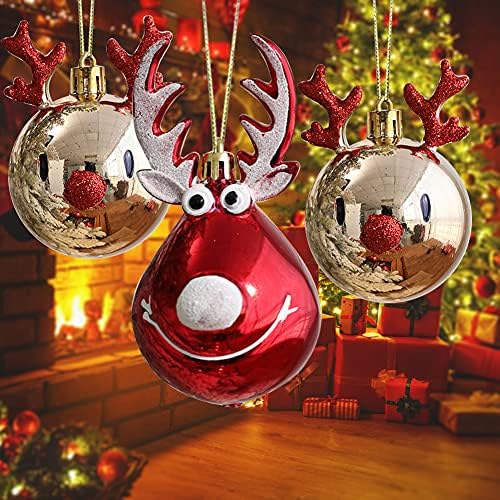 2 kom Božić Lopta ukrasi šampanjac Fawn privjesak božićno drvo lopte Božić viseće kugle Glitter Shatterproof viseći privjesci Božić