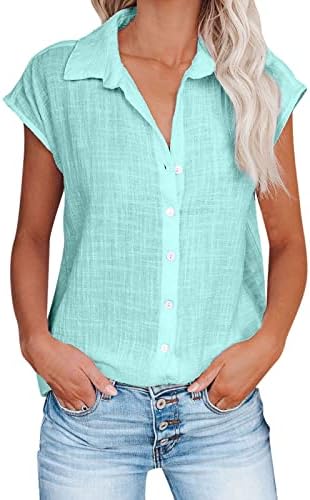 Ženske posteljine vrhovi ljetni modni gumb Up pulover prugasta bluza labava fit majica s dugim rukavima