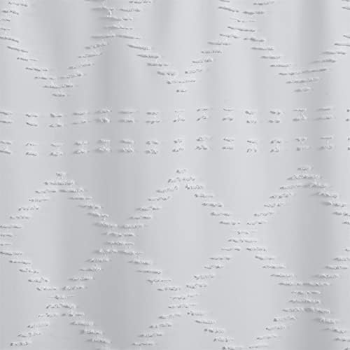 Yokii White Boho zavjesa za tuširanje Extra dugačak 72x84 inča, moderna seoska kuća shabby chic chenille tufted minimalna geometrijska