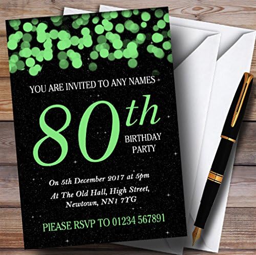Green Bokeh i Stars 80. Personalizirani pozivnice za rođendan