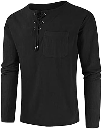 Jeke-DG muška majica dugih rukava Crewneck majica izrez čipke za izrez Slim Sports Tops Boyfriend TEE prevelizirani bluze sa džepom