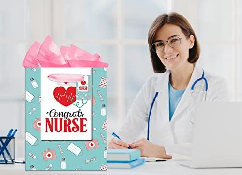 Petcee medicinska sestra Gifts torba, čestitke za poklon torbe za medicinske sestre sa papirom za tkivo i karticom 11.5 '' Veliko
