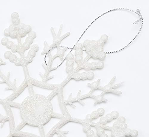 24kom Snowflake Božić dekoracije -Glitter Snowflakes White Winter wonderland Party - Božić Tree Hanging Supplies Ornamenti
