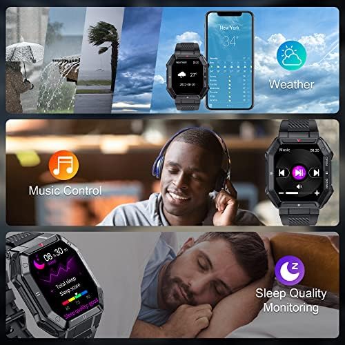 Pametni satovi Men Bluetooth poziva, IP67 Vodootporni fitnes na otvorenom Sportski sat, Vojni GPS SmartWatch monitor za Android iOS