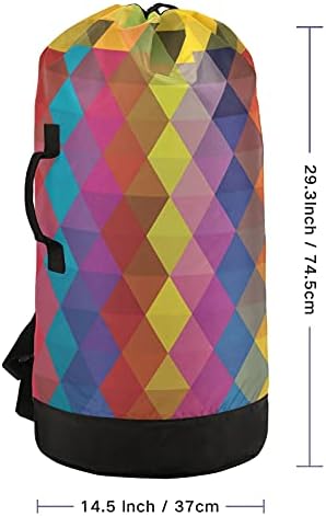 Obojeni poligonalni vektor bešavni ruksak za pranje veša velika teška torba za veš sa naramenicama vodootporna torba za veš za putujući kamp Organizator prljave odeće za studente