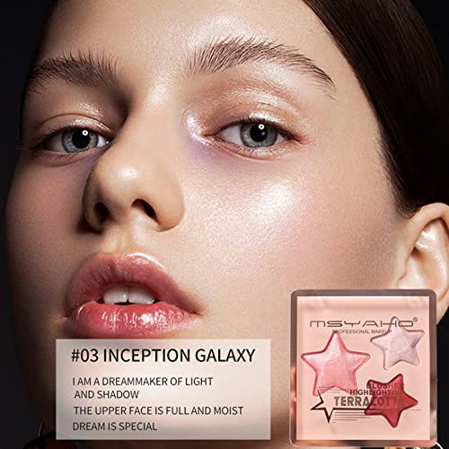 Xiahium Star Blush Highlight Eyeshadow Makeup Paleta-3 Svjetlucave Metalne Nijanse Prirodne Dugotrajne Ultra Blendable Sve U Jednoj