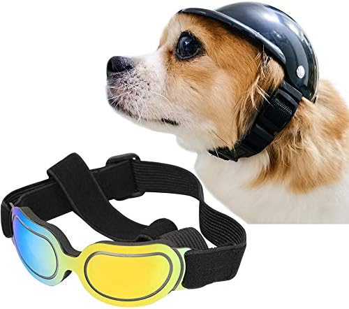 LA PET® kaciga za kućne ljubimce kućnih ljubimaca pseća pseća kapa za sunčane naočale za pse za kućne ljubimce Troši mačak UV zaštita Sunčane naočale za štene za pseće skijanje, kaciga S + šarene naočale