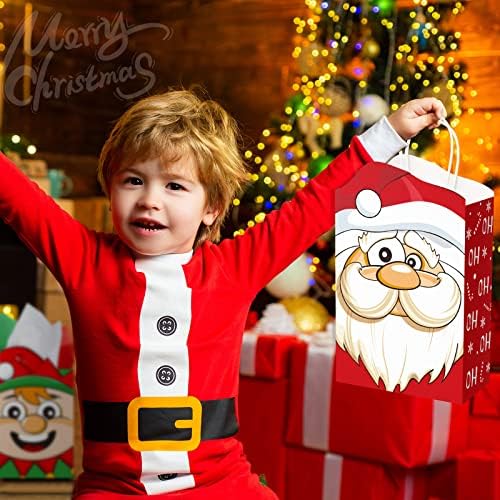 16 komada Božić poklon torbe sa papirima veliki Božić Santa Claus Elf Kraft Goody poklon papirne kese sa ručkama Božić snjegović sob