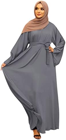 Miashui Ležerne haljine za ženu Ženska haljina Ležerne prilike puna muslimanska haljina Flare rukava Abaya Elegantne haljine Arapske