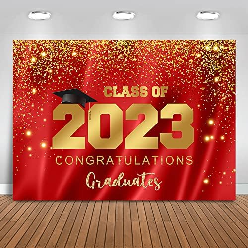 MOCSICKA 2023 Diplomska strana Strana klasa 2023. Blue Gold Glitter Background Čestitamo Diplomate Dekoracija za zabavu Baner Foto Booth Red