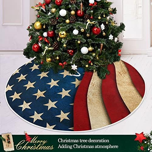 Alaza 4. jula Patriotsko stablo ukras suknje, sitni božićni suktni suknji 35.4 inča sa 4. jula za dan nezavisnosti Kućni kućni dekoracije